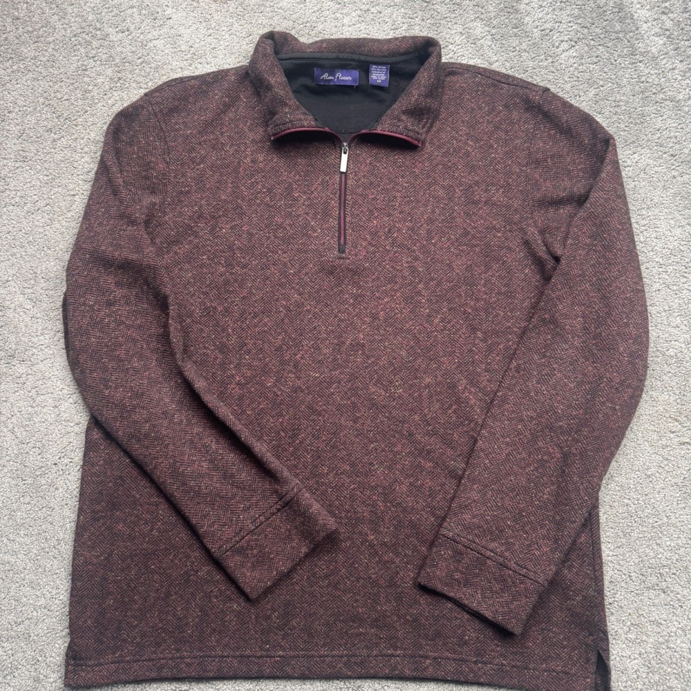 Alan Flusser Men's Medium Quarter Zip Pullover Cotton